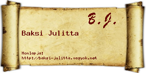 Baksi Julitta névjegykártya